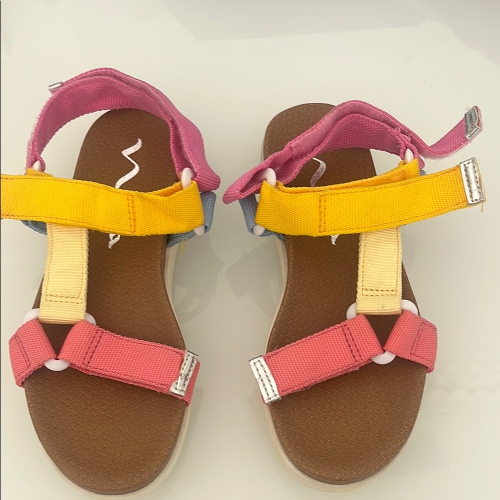 Brand New Nina Pink and Yellow Bow Sandals Flat Sole